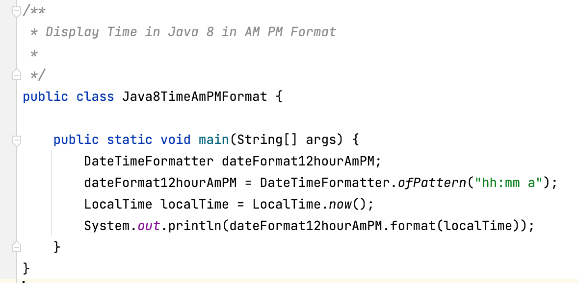 Java 8 Display Time in AM PM using DateTimeFormatter